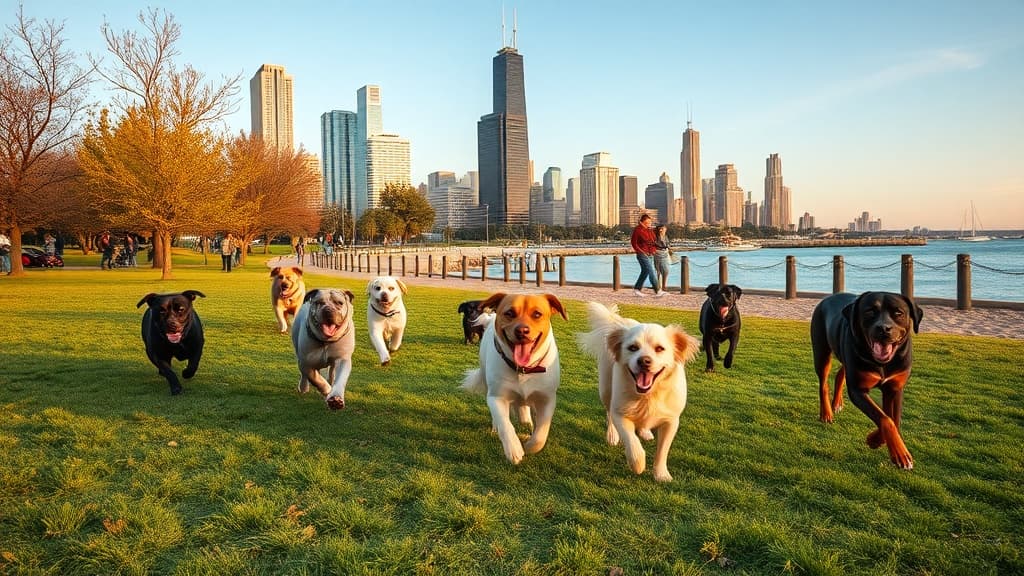 Belmont Harbor Dog Beach dog park in Chicago, IL