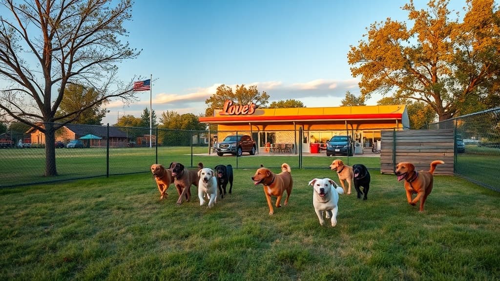 Love's Travel Stop dog park in Schuyler, NE