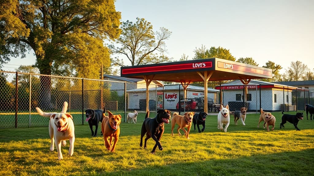 Love's Travel Stop dog park in Marion, IN},{city: