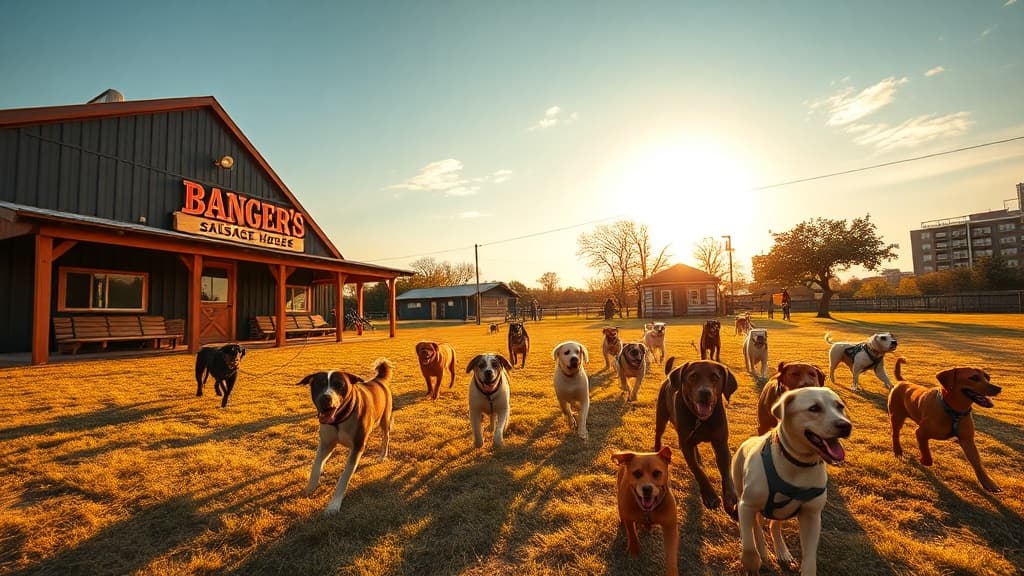 Banger’s Sausage House & Beer Garden dog park in Austin, TX