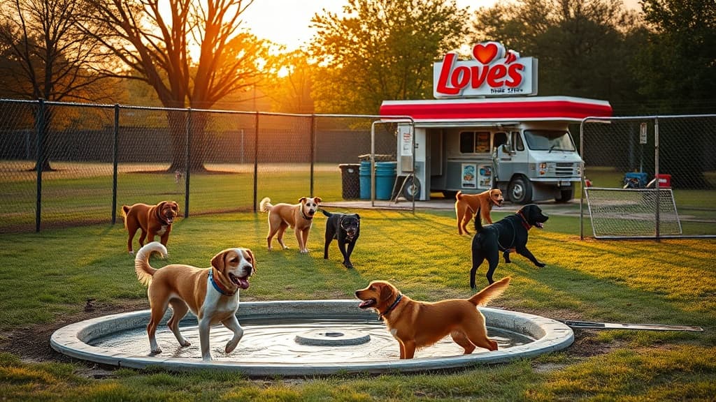 Love's Travel Stop dog park in Alma, AR