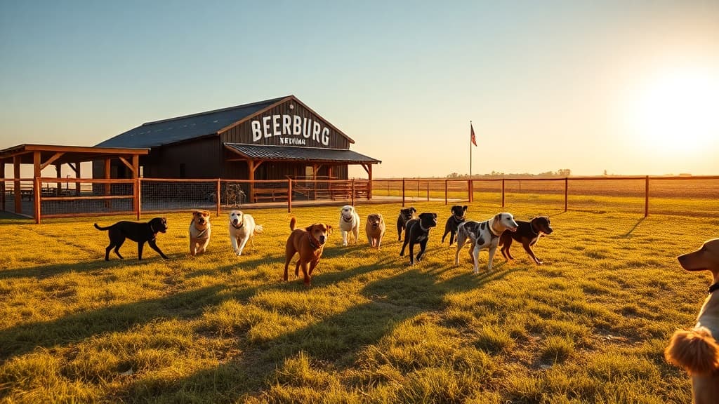 Beerburg Brewing dog park in Unknown, TX