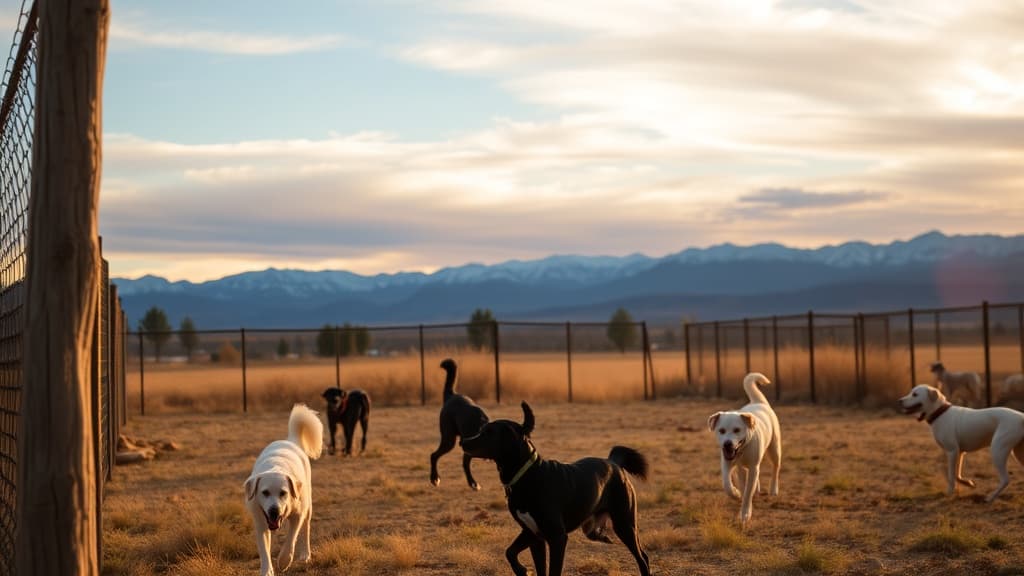 Bark Park at Granby Trails dog park in Granby suburb, CO